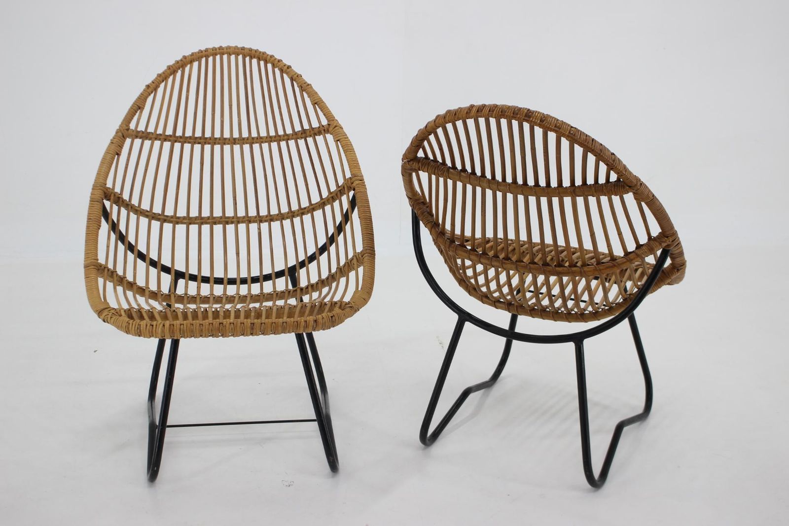 1960s Pair Of Alan Fuchs Rattan Lounge Chairs By Uluv, Czechoslovakia photo 883.0