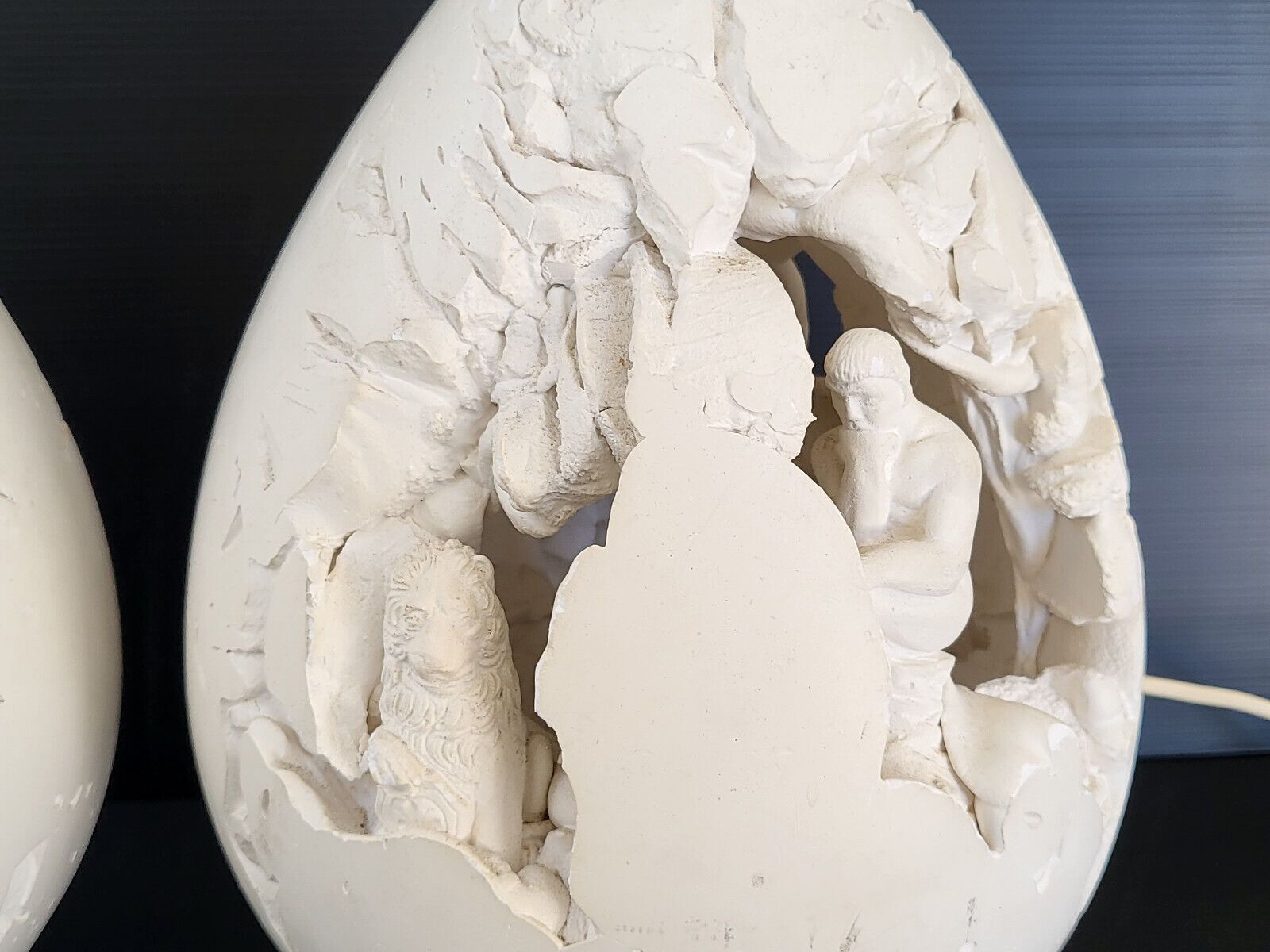 photo furniture Pair Of Vintage Egg Lamps 1970 Greek Mythology Plaster Pumice 70s