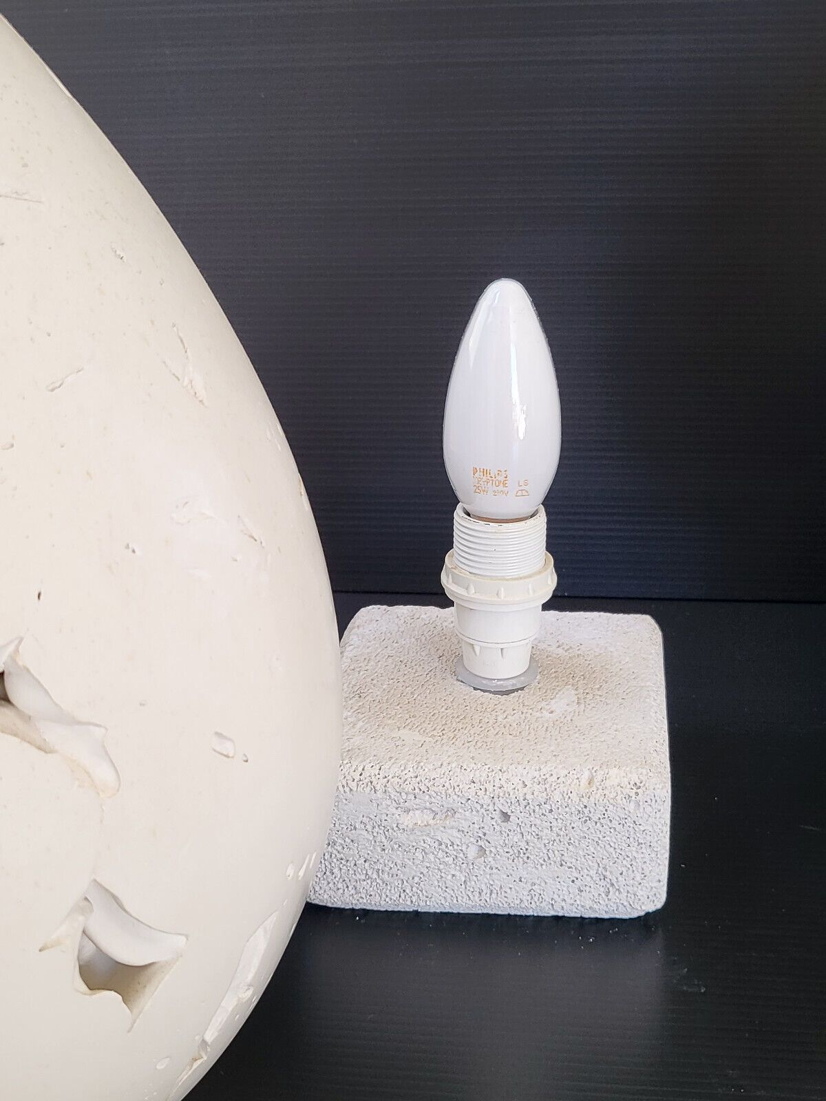 524.0 Pair Of Vintage Egg Lamps 1970 Greek Mythology Plaster Pumice 70s photo