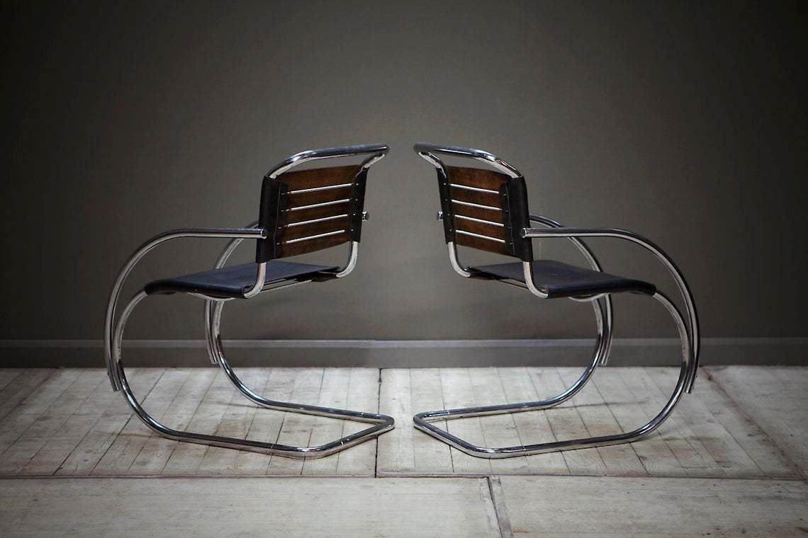 A Set Of Two Mr20 Cantilever Chairs By Mies Van De Rohe. photo buy