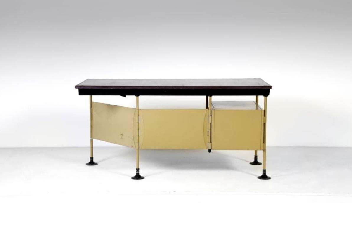 Studio Bbpr Arco Office Desk With Drawers In Metal By Olivetti, 1962, Italy photo for sale