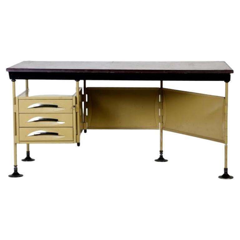 Studio Bbpr Arco Office Desk With Drawers In Metal By Olivetti, 1962, Italy