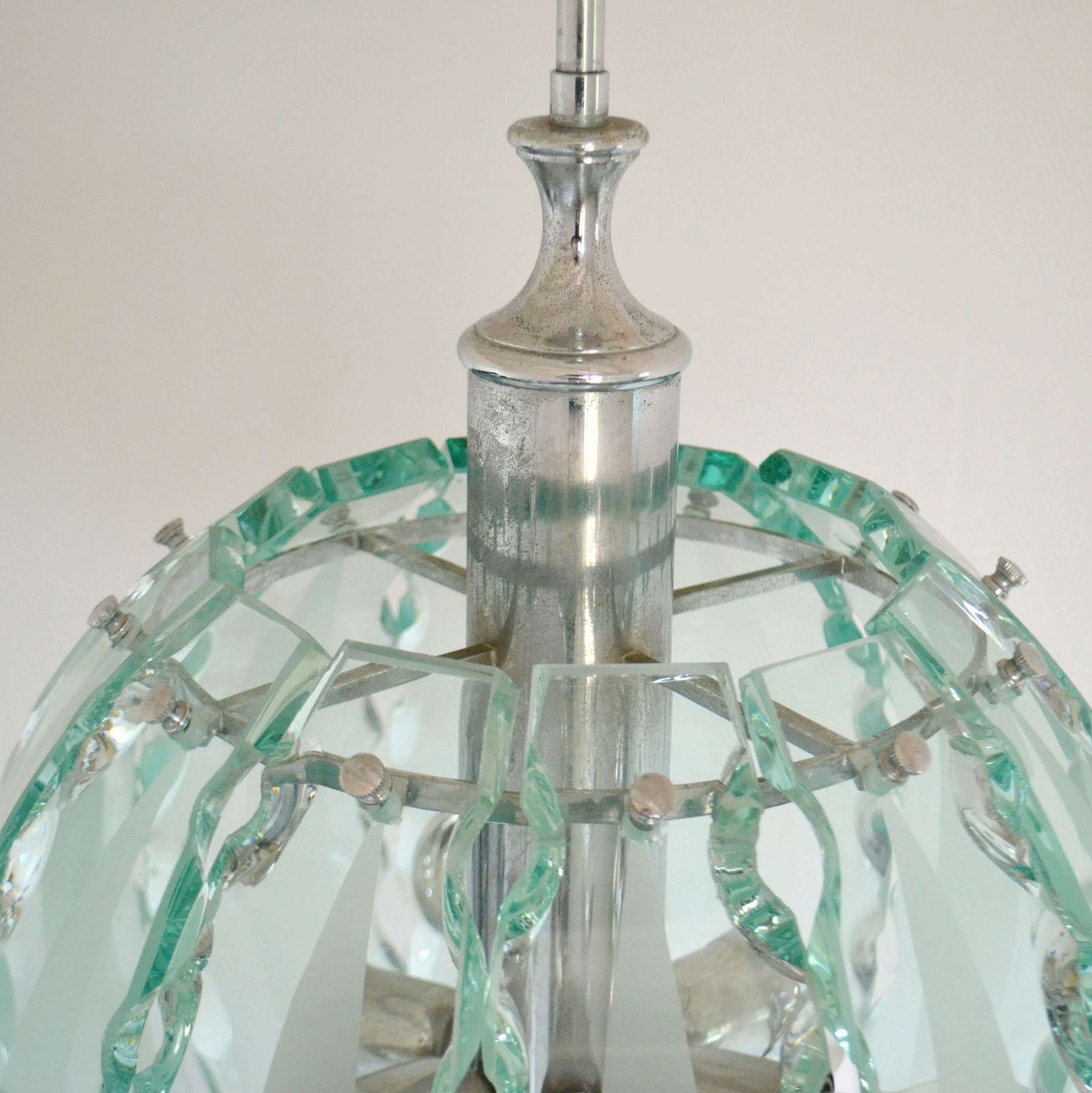Chandelier In Glass And Chrome, 04 Zero Quatro For Fontana Arte photo vinterior