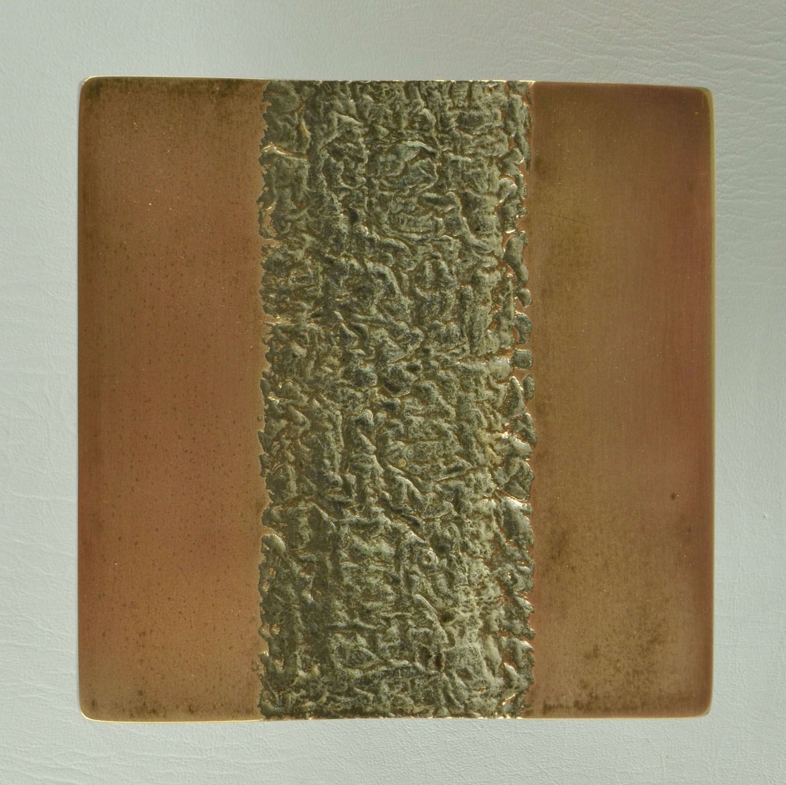 Push And Pull Bronze Door Handle Square With Central Brutalist Relief photo vinterior