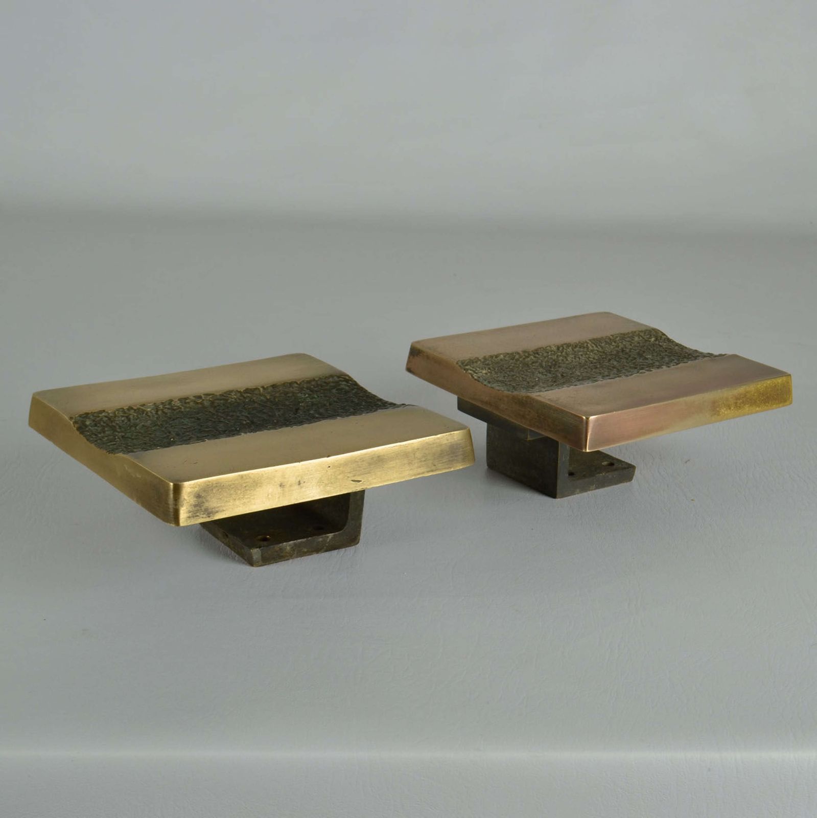 photo furniture Push And Pull Bronze Door Handle Square With Central Brutalist Relief