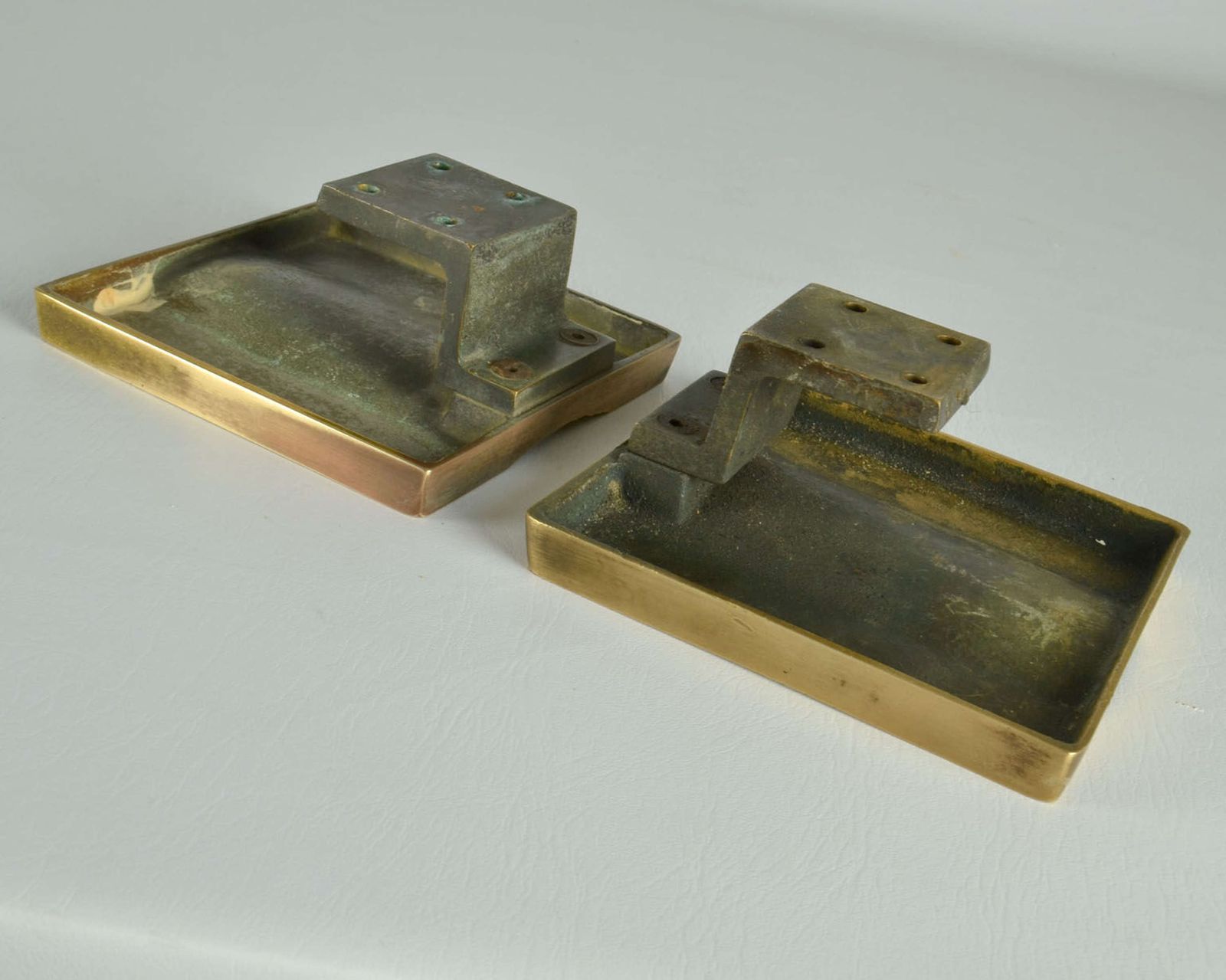 2250.0 Push And Pull Bronze Door Handle Square With Central Brutalist Relief photo