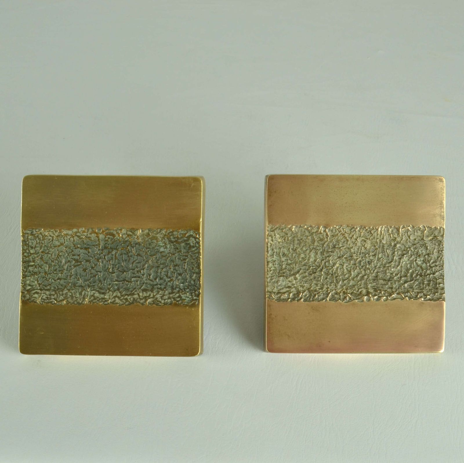 photo buy Push And Pull Bronze Door Handle Square With Central Brutalist Relief