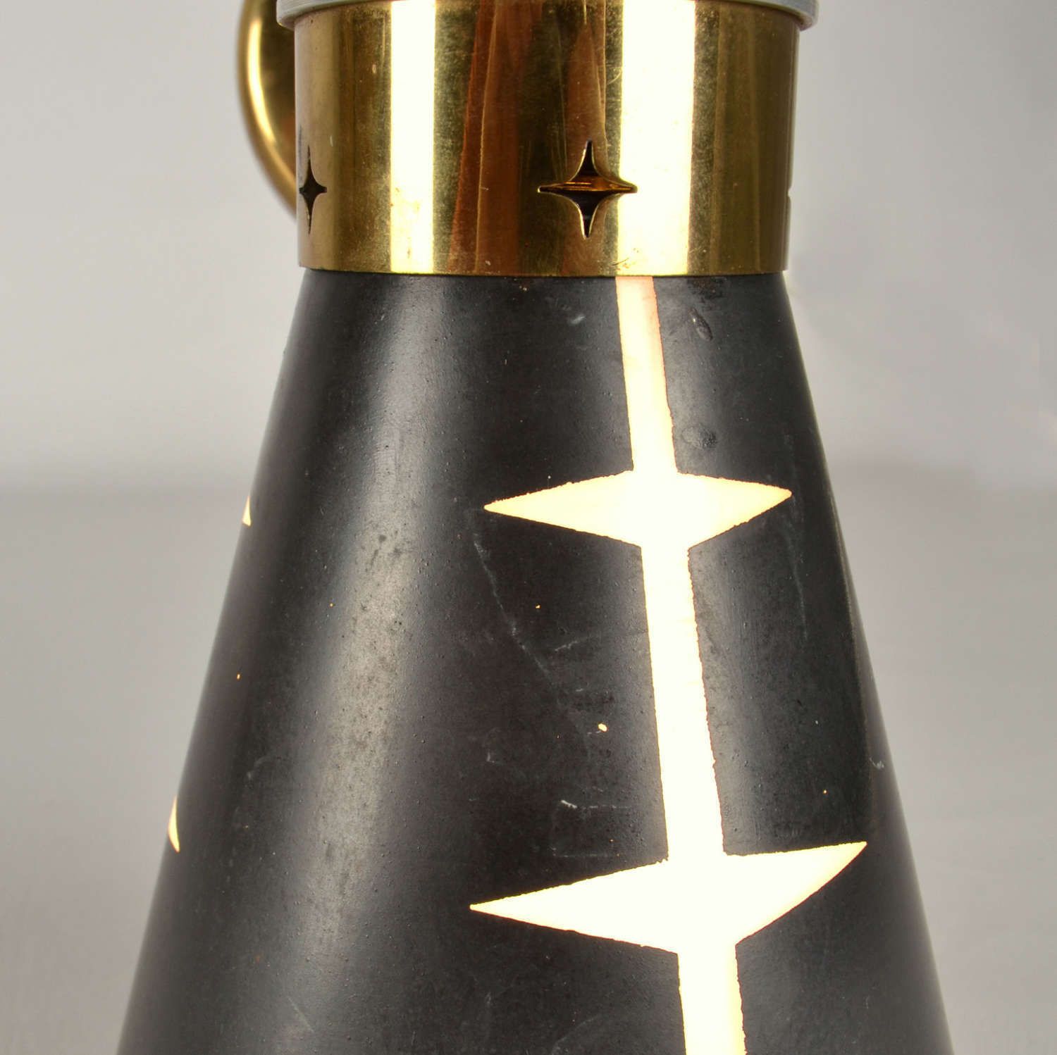 8500.0 Rare Pair Of 1950’s Hourglass Wall Lights In Black Glass photo