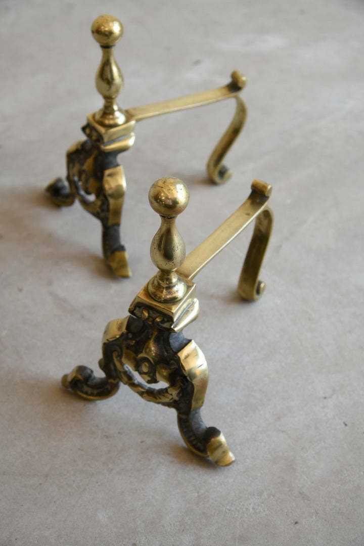 Antique Brass Poker Rests, 1800s photo furniture