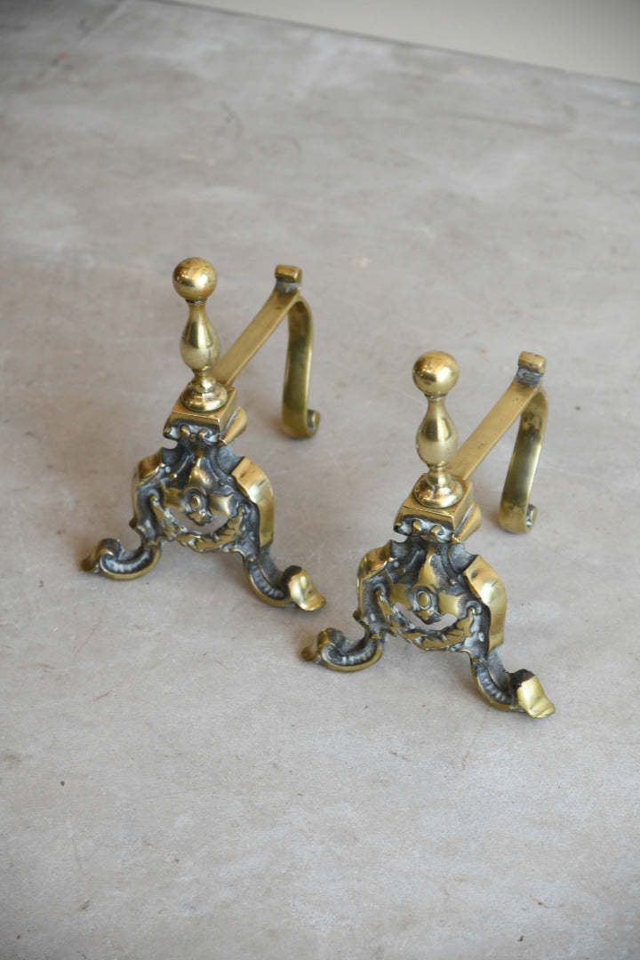 Antique Brass Poker Rests, 1800s photo Home Fixtures