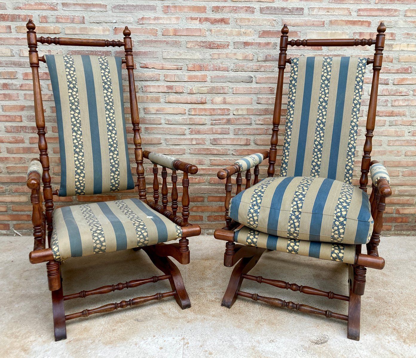 Spanish Rocking Chairs In Carved Walnut, 1960, Set Of 2 photo for sale