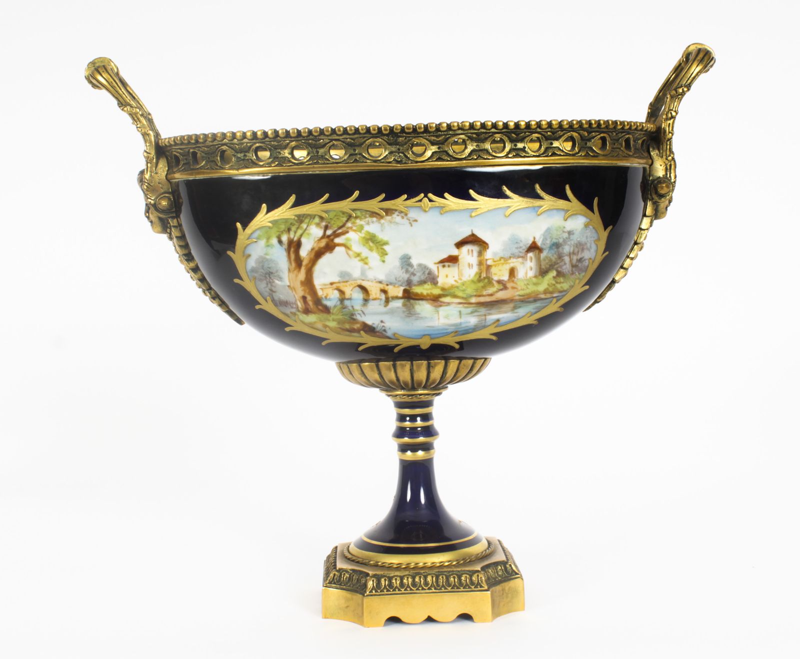 Antique Paris Porcelain & Ormolu Mounted Three Piece Garniture Circa 1900 photo for sale