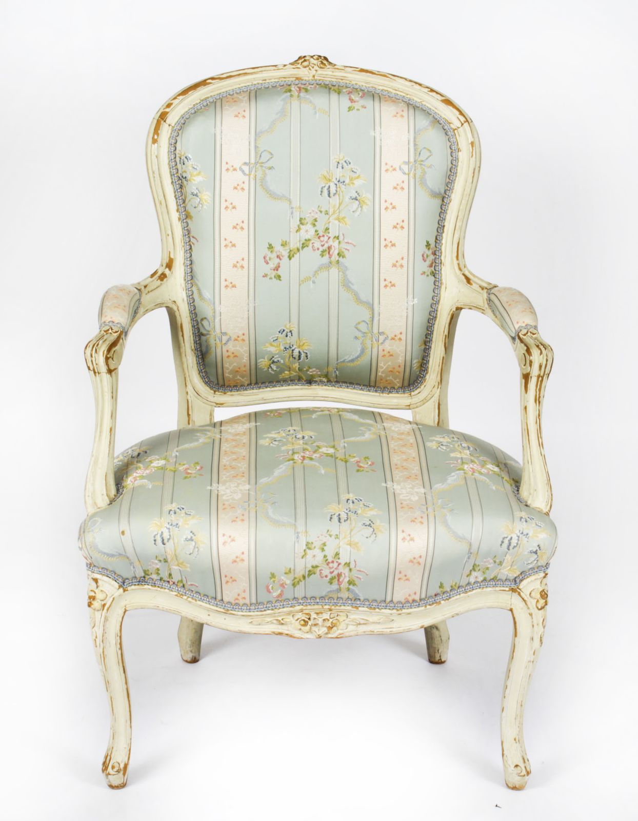 Pair Shabby Chic Louis Revival French Painted Armchairs 19th  Century photo Furniture