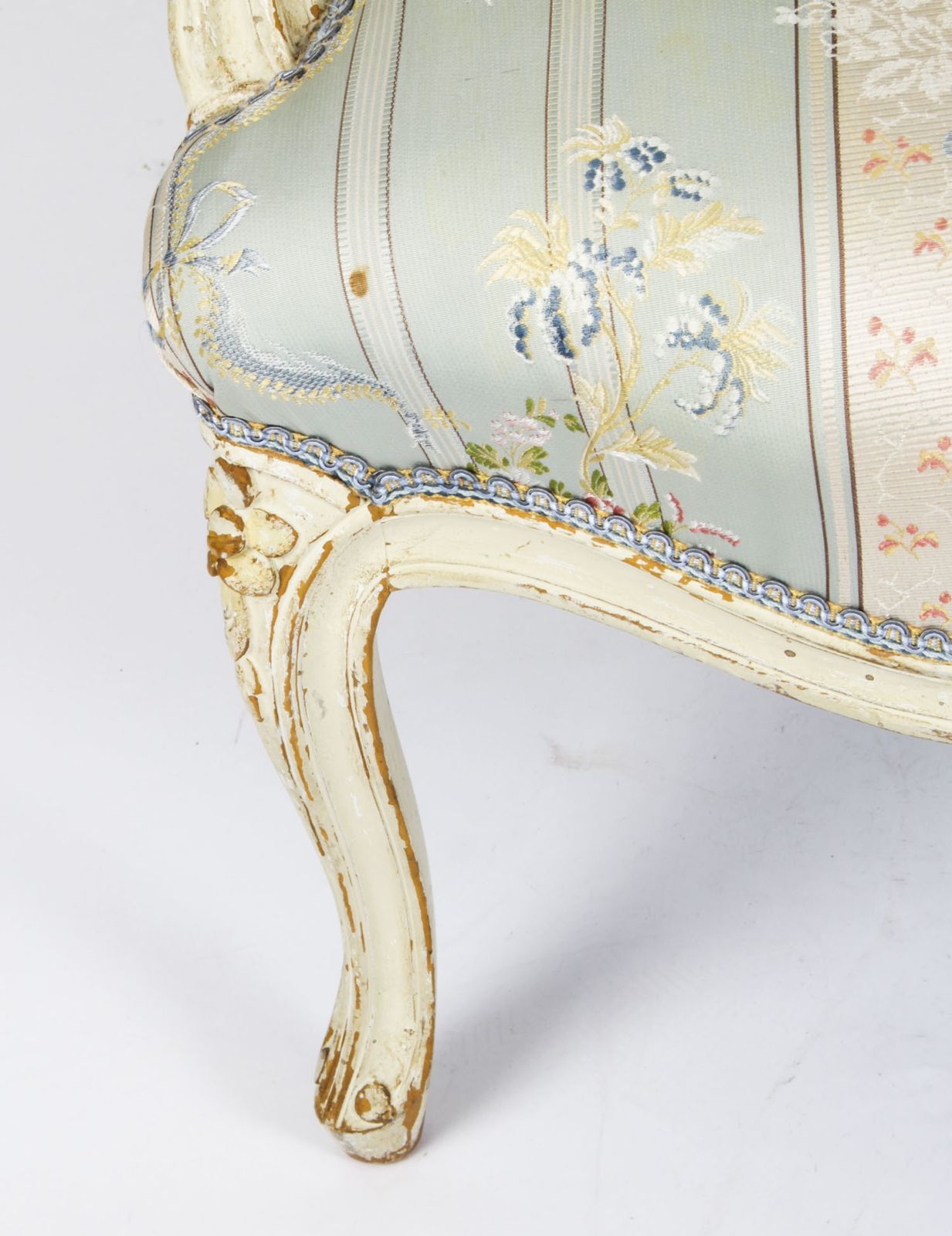 photo for sale Pair Shabby Chic Louis Revival French Painted Armchairs 19th  Century