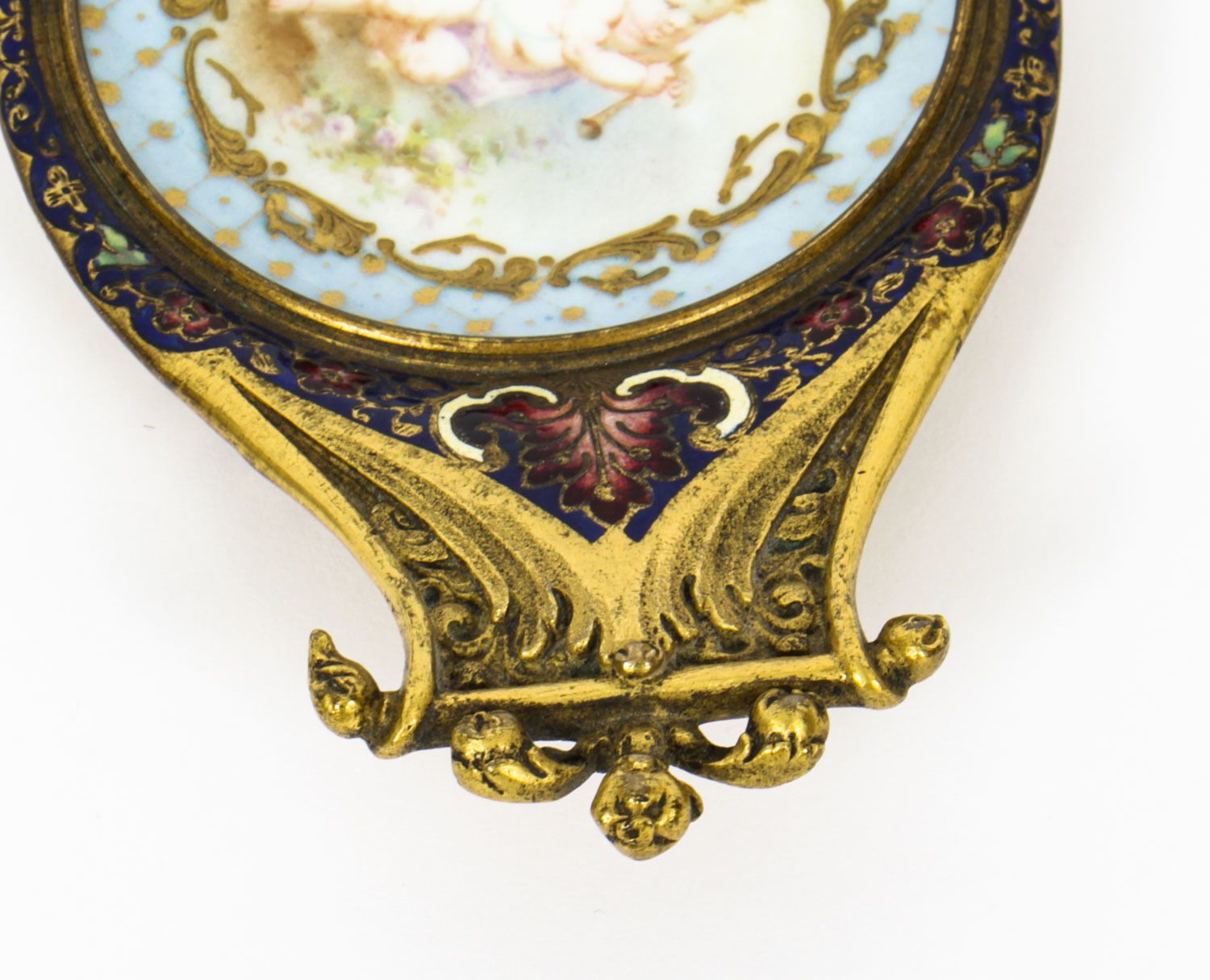 Antique French Ormolu & Champleve Enamel Pin Tray 19th Century photo vintage