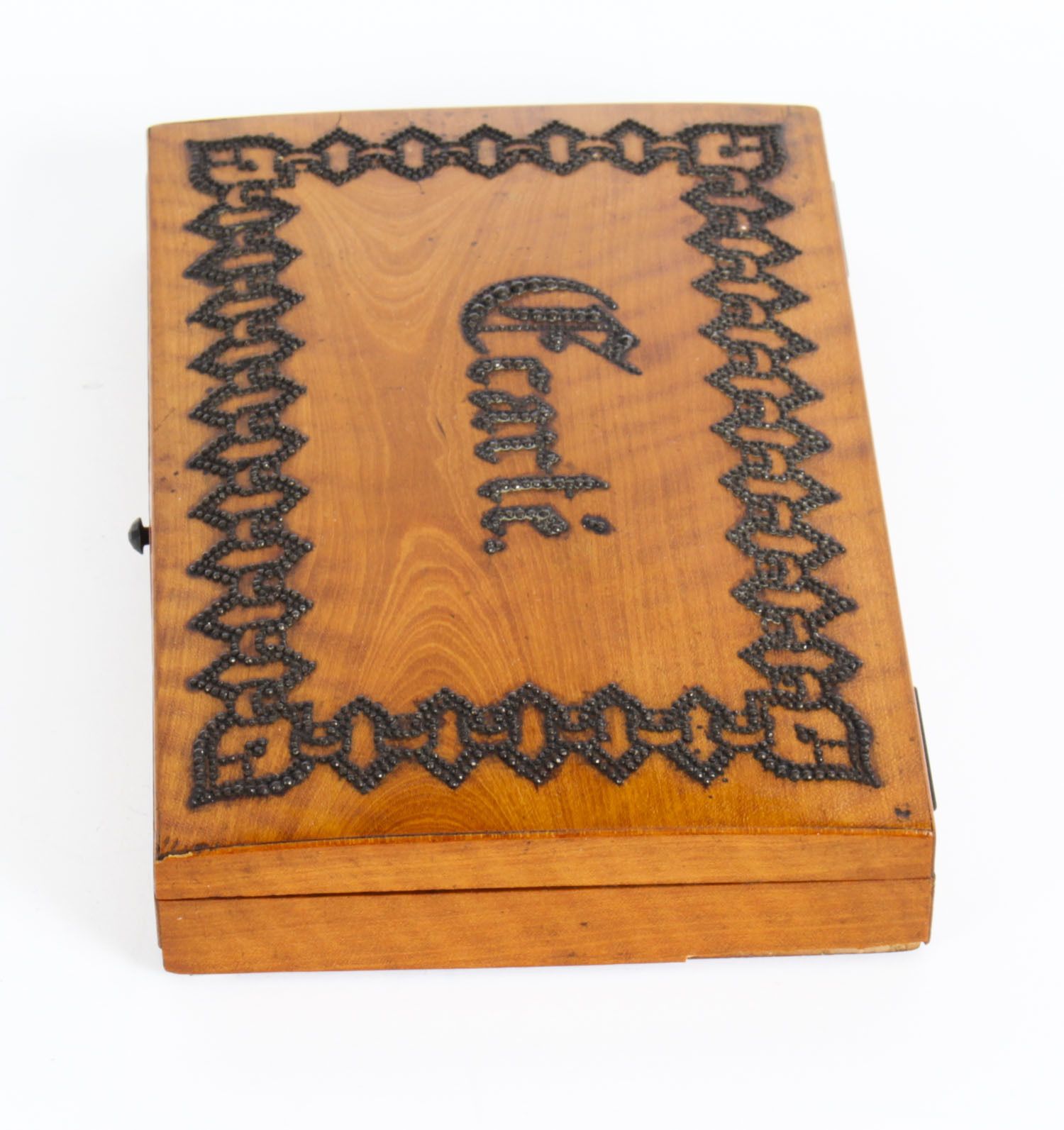 Antique French Satinwood Ecarte Playing Card Box 19th Century photo for sale