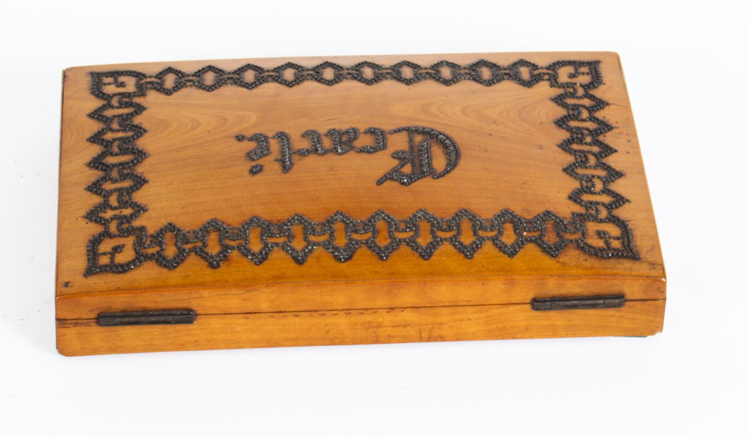Antique French Satinwood Ecarte Playing Card Box 19th Century photo vinterior