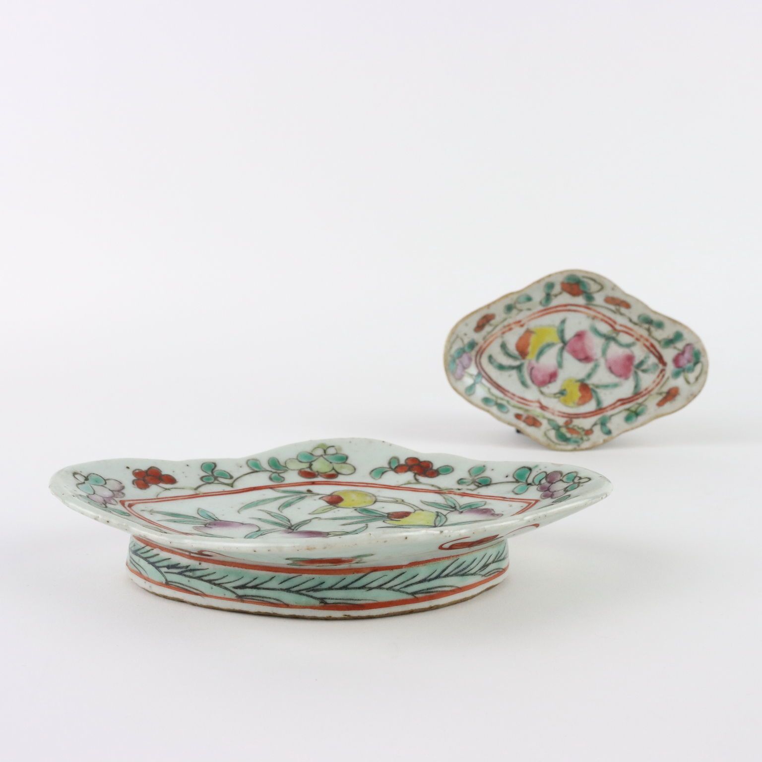 Group Of 6 Saucers Porcelain China XIX Century photo vinterior