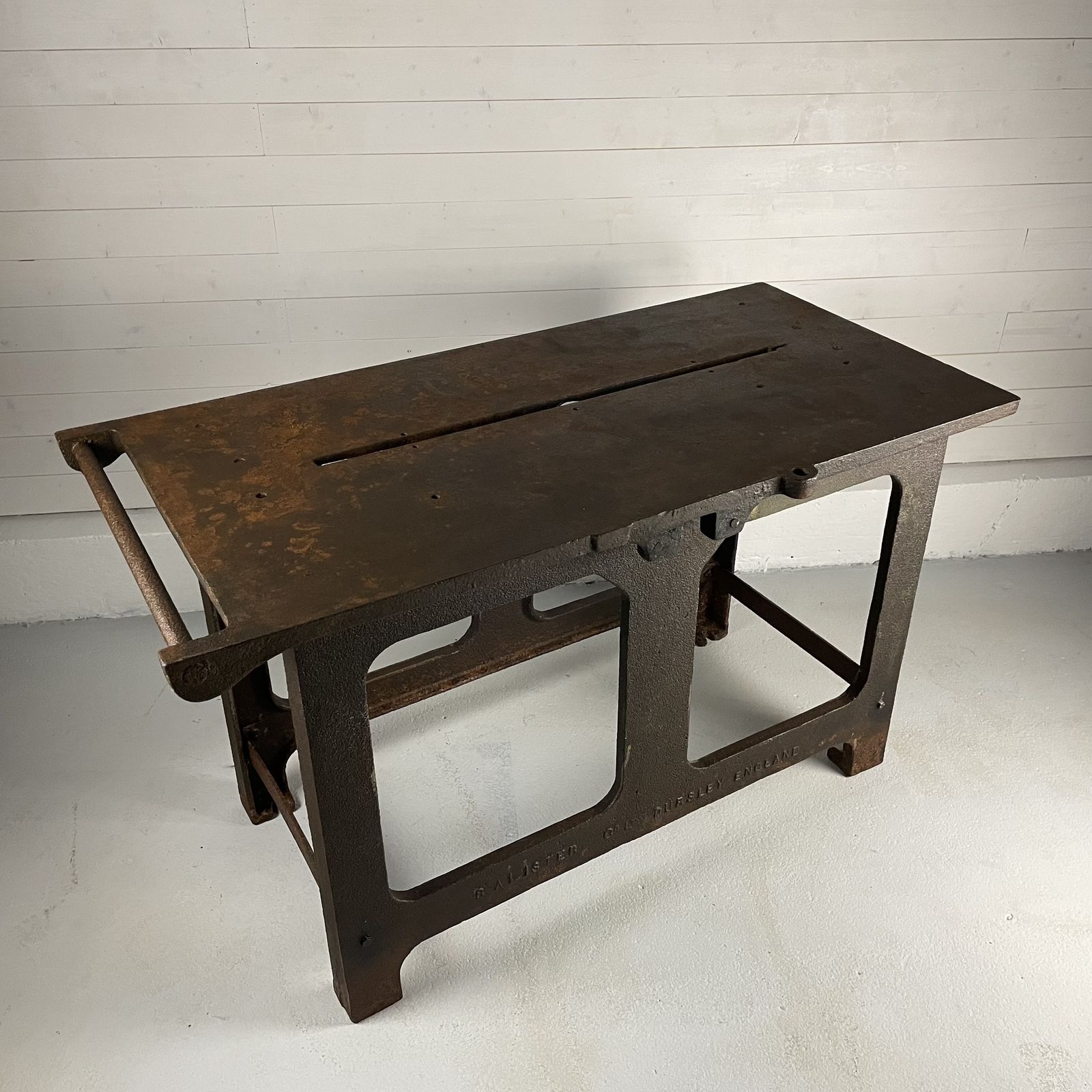 Large Antique Industrial Cast Iron Saw Bench Table photo vinterior