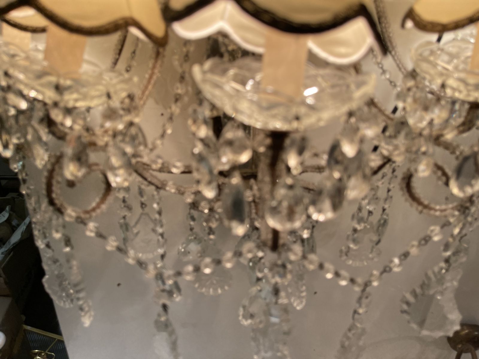 1750.0 Large Italian Antique Crystal Beaded Mirrored Sconces Set Of 2 Es photo