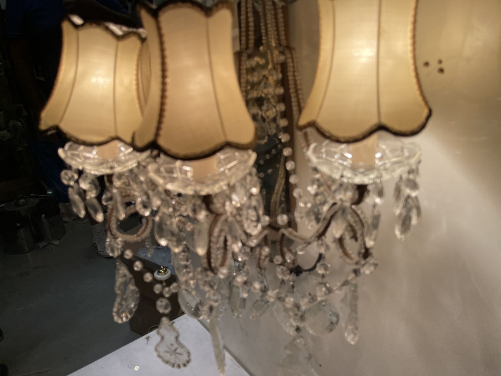 photo buy Large Italian Antique Crystal Beaded Mirrored Sconces Set Of 2 Es