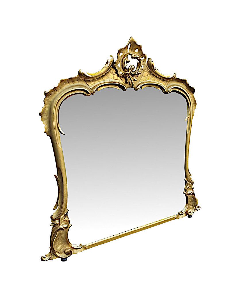 A Superb Large 19th Century Giltwood Overmantle Mirror photo furniture