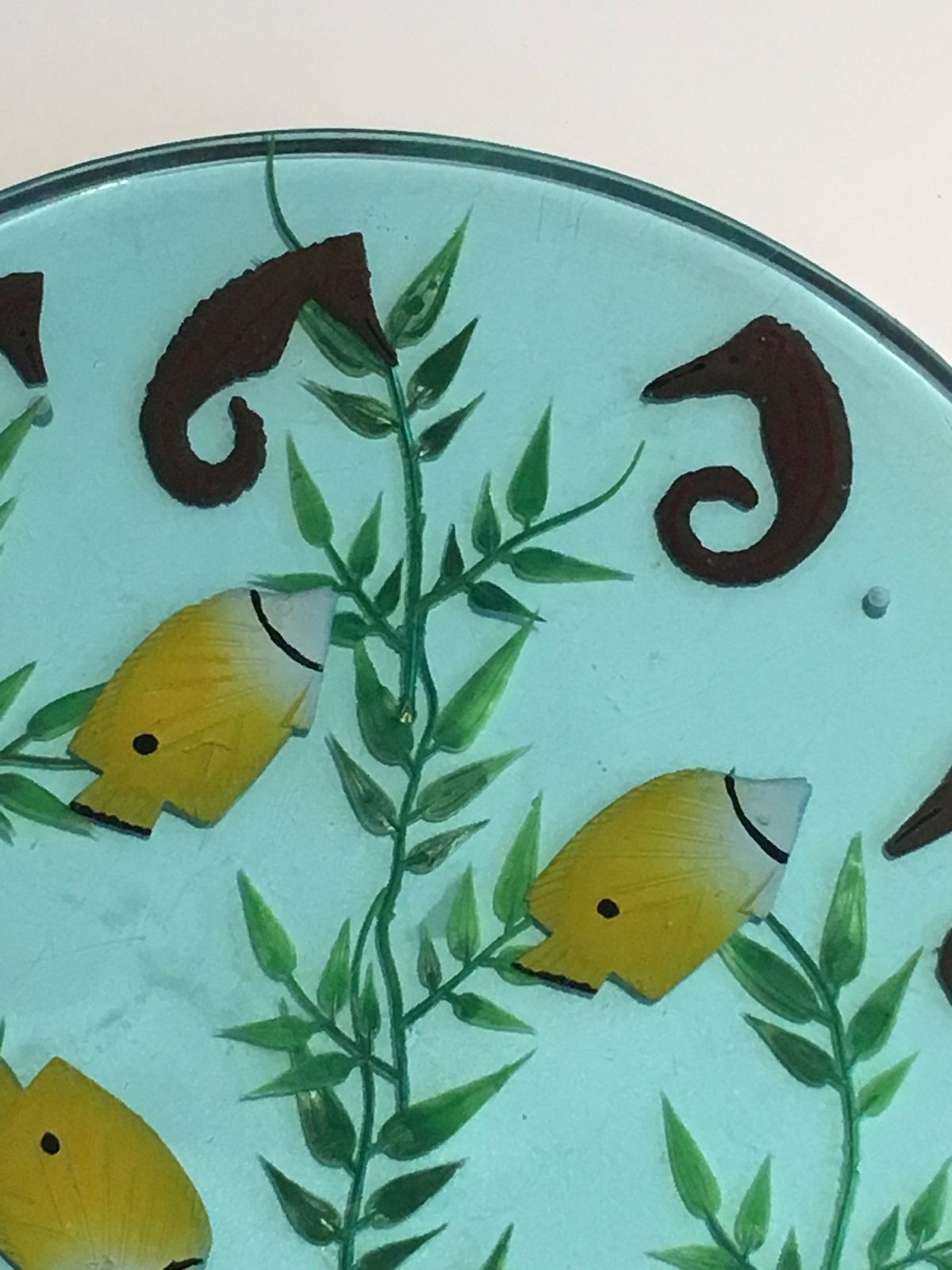 1170.0 Suite Of 4 Resin Trays, Encrusted With Seahorses, Fish, Seaweed And Shells photo