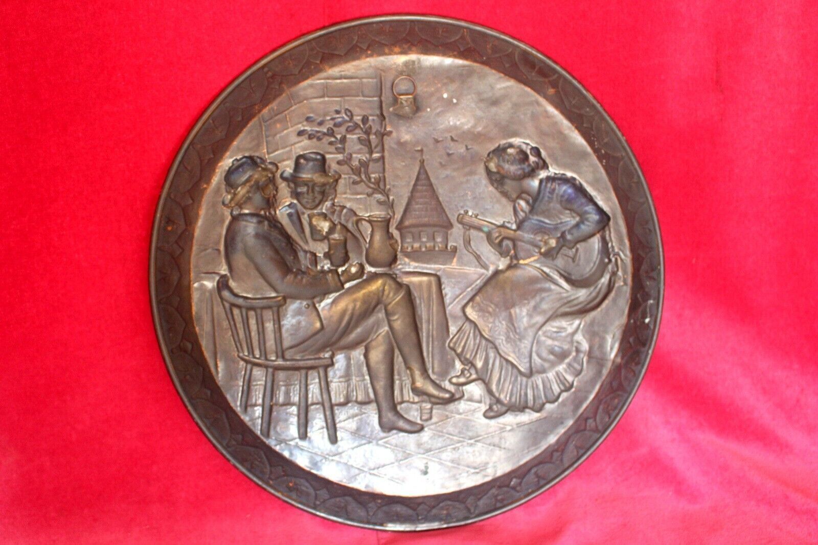 photo for sale Vintage French Brass& Copper Wall Plaque 19th C. Portrait Heat Resistant
