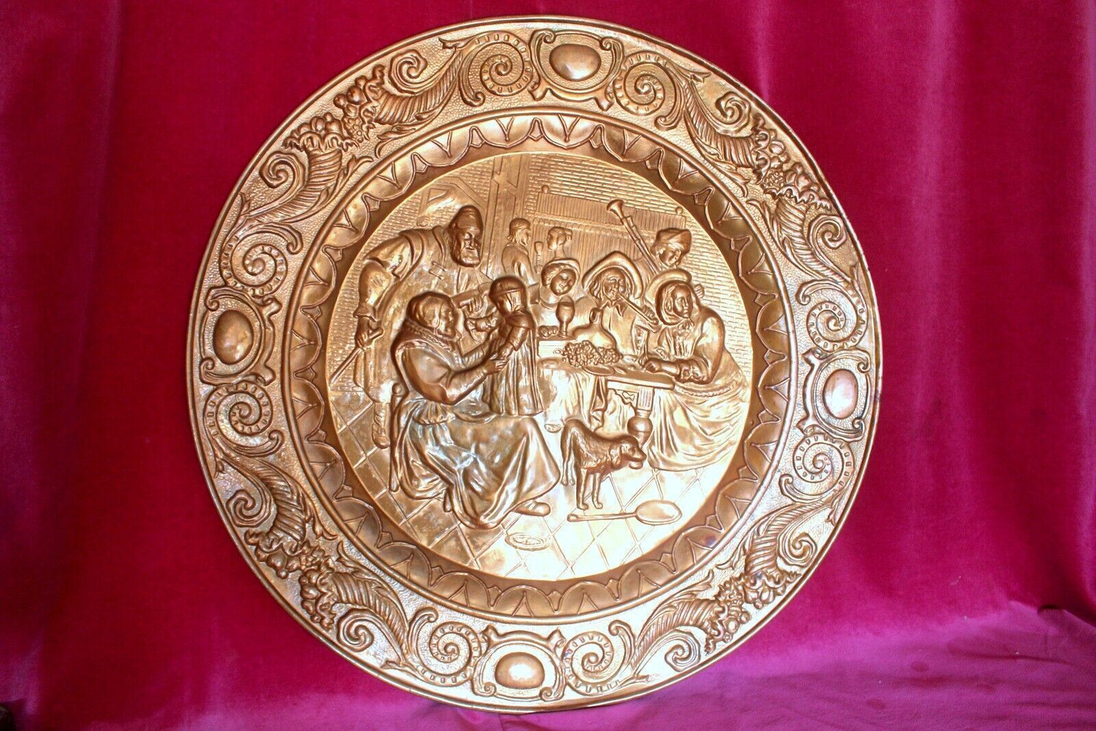 Extra Large Vtg Britist Copper Wall Plaque Portrait Heat Resistant 19th