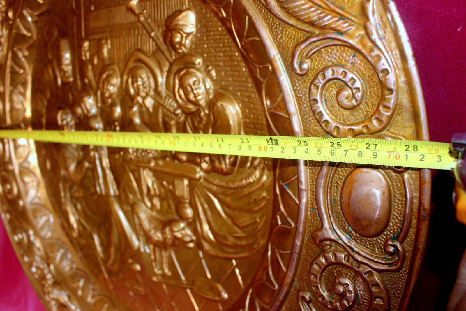 Art Extra Large Vtg Britist Copper Wall Plaque Portrait Heat Resistant 19th photo