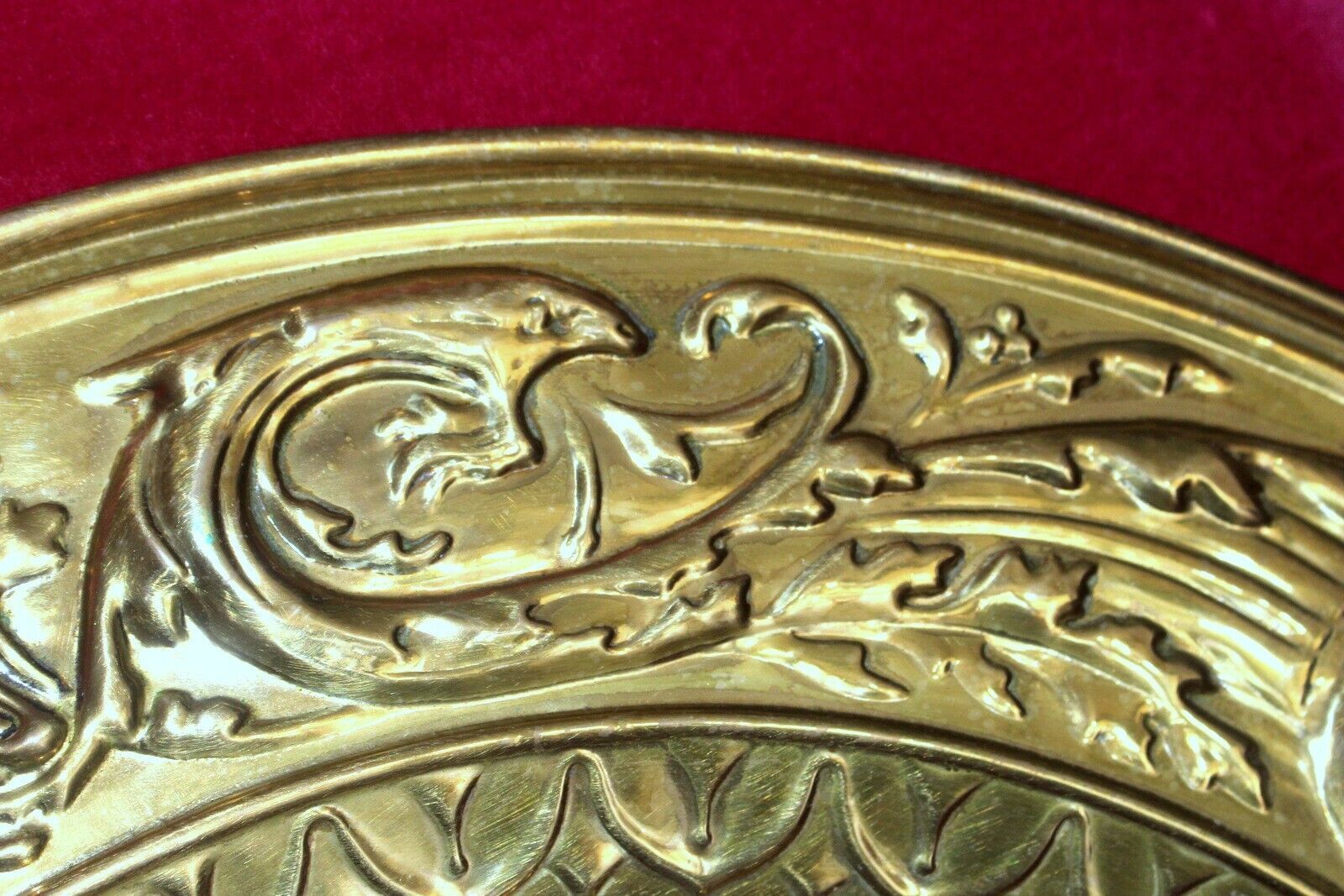 Large Vintage French Brass Wall Plaque 19th C. Home Portrait Heat Resistant photo 94.0