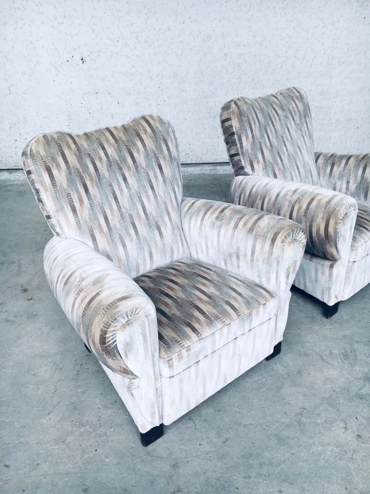 Furniture Art Deco Design Lounge Arm Chair Set, Belgium 1940's. photo