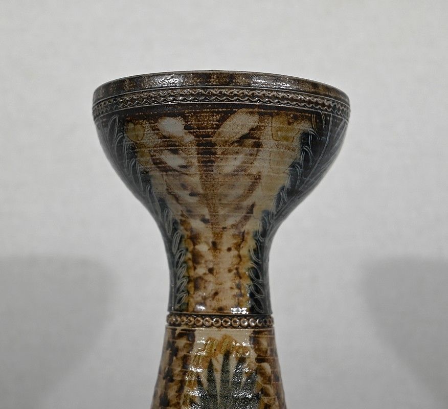 Salt Sandstone Vase Signed Jc. Courjault For Keraluc Quimper  1960 photo for sale
