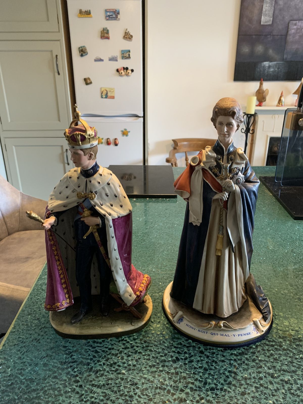 Limited Edition Capodimonte Figures Of Prince Charles And Queen Elizabeth 11