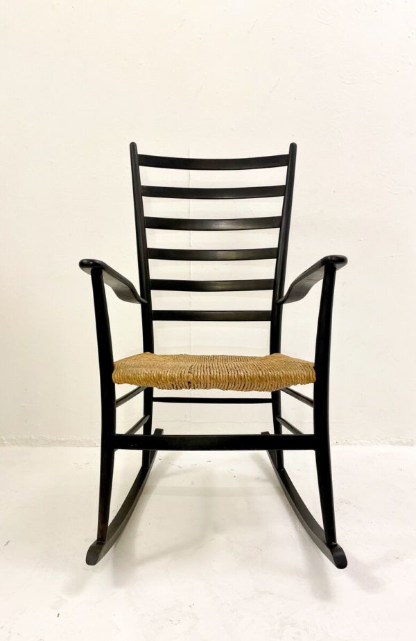 Italian Mid Century Wooden Rocking Chair photo for sale