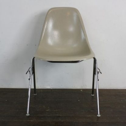 2338.83 Eames Herman Miller Dss Side Chairs In Elephant Hide Grey / Light Greige / Black / Parchment On Original Stacking Bases photo