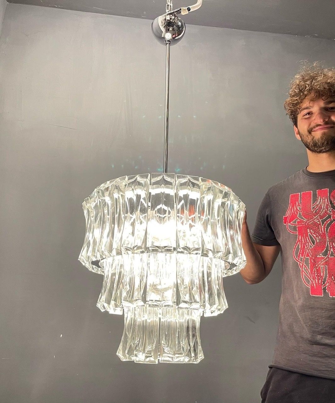 Italian Midcentury Murano Glass Chandelier photo furniture