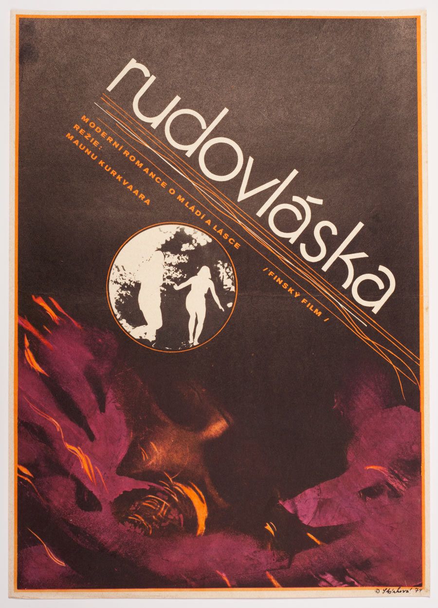 Original Film Poster, Redhead, Olga Stárková, 1974, Genuine Czech Vintage Print
