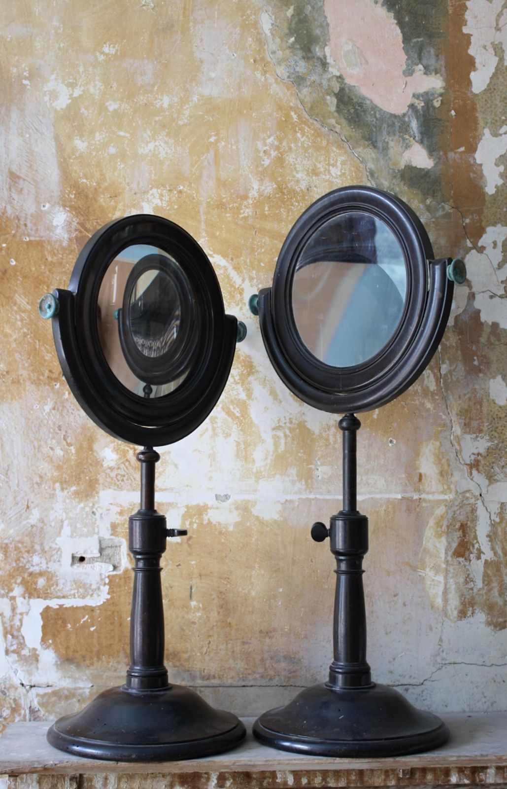 photo buy 19th C Pair Of Large Optical Experimental Scientific Mirrors Concave & Convex