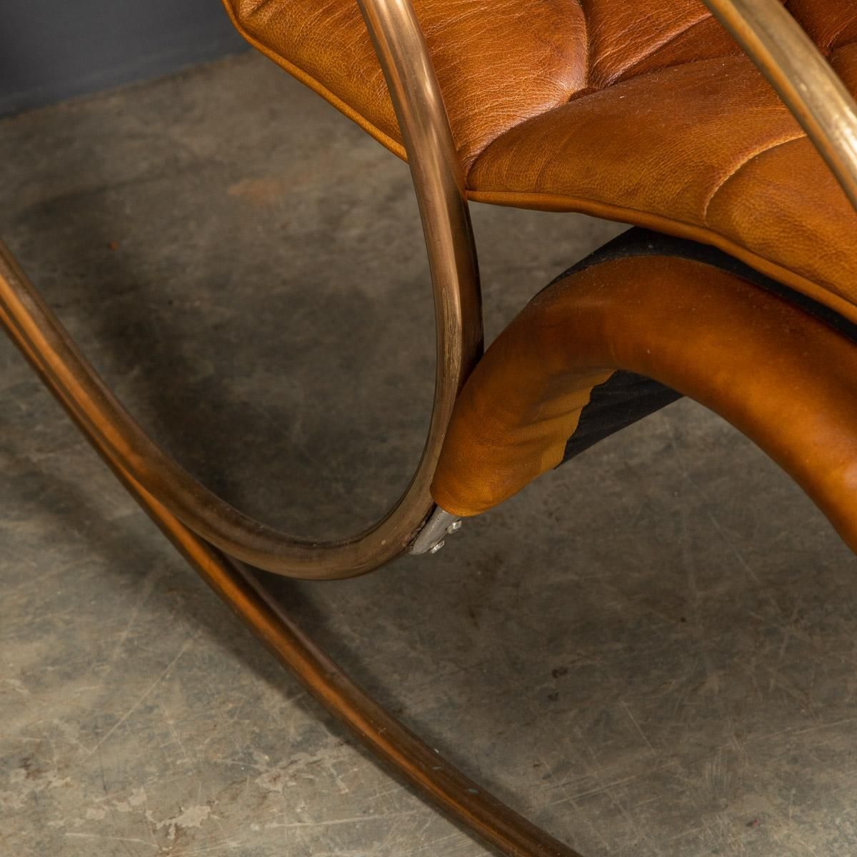 Furniture 20th Century British Made Pair Of Leather Rocking Chairs, C.1950 photo