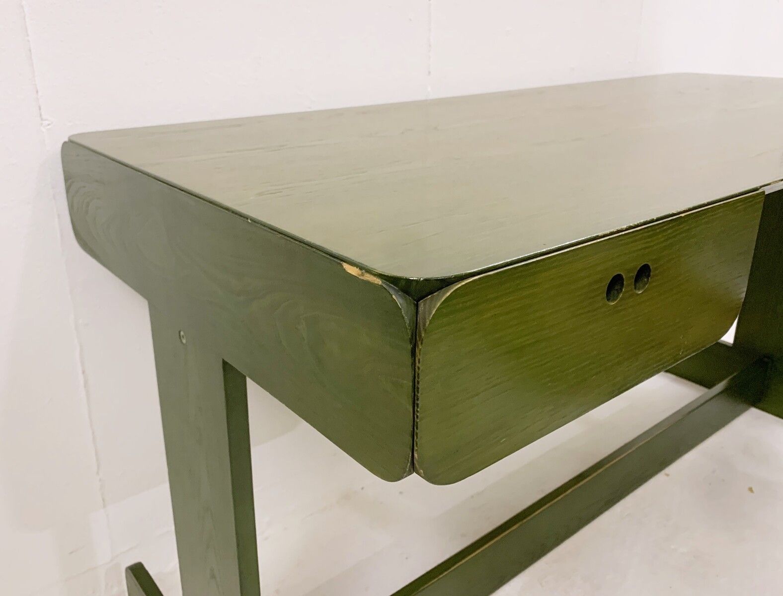 Mid Century Modern Green Wooden Desk & Chair By Derk Jan De Vries photo buy