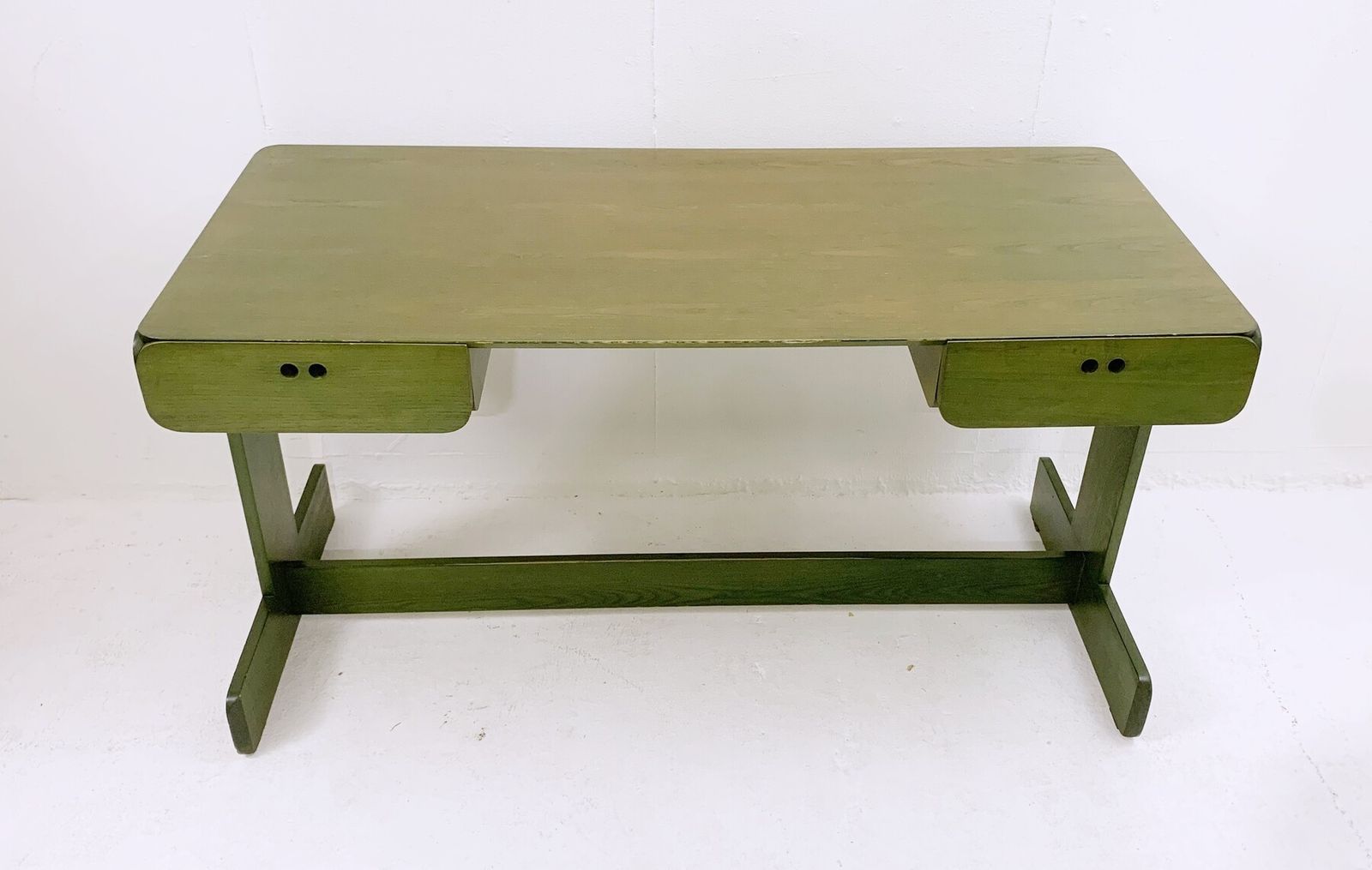 Mid Century Modern Green Wooden Desk & Chair By Derk Jan De Vries photo vintage