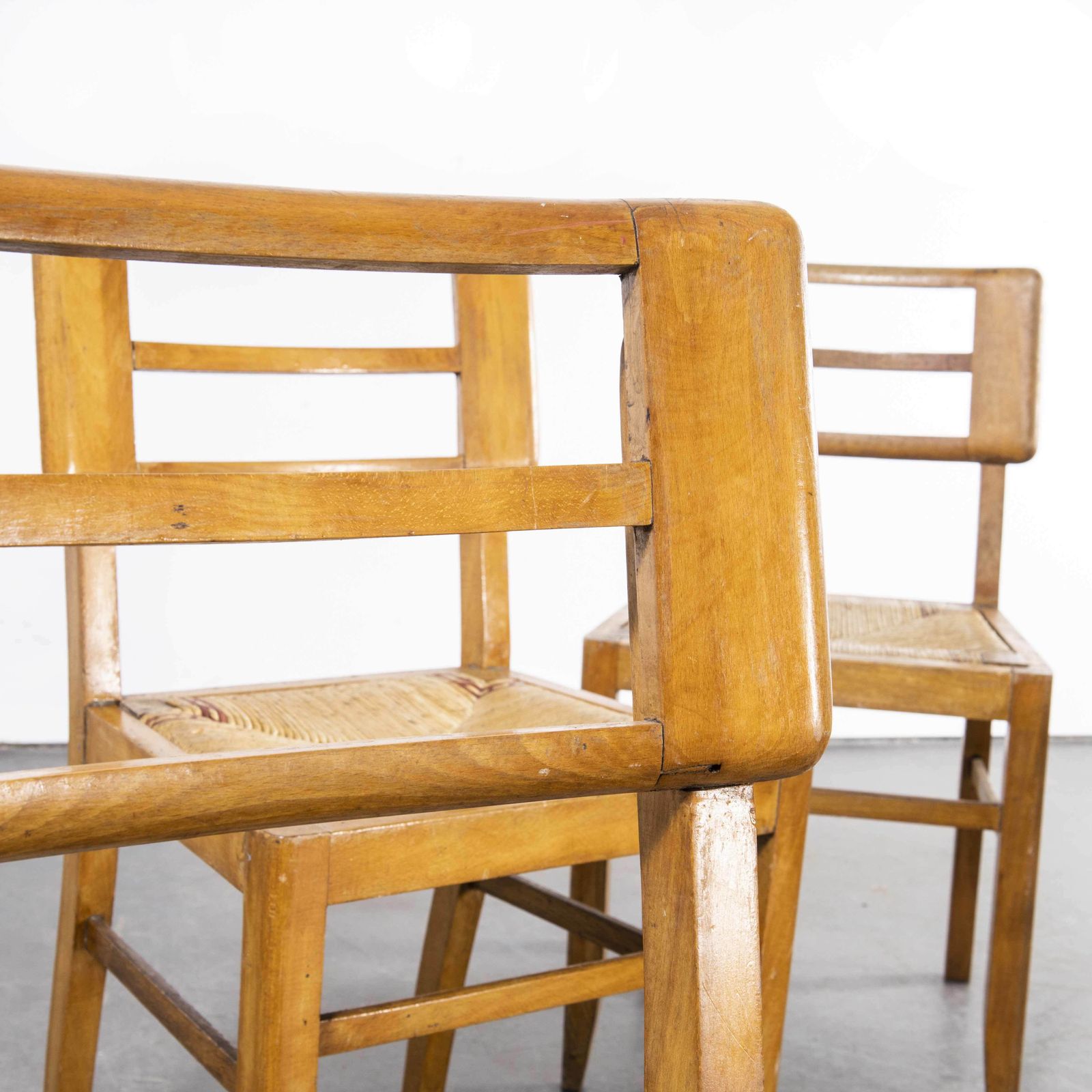 1950’s French Rush Seated Dining Chairs Pierre Crueges – Set Of Four photo vinterior