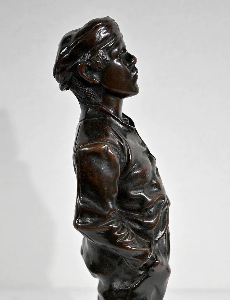 Home Decor Bronze “The Whistler” After H. Hertzberg – Late 19th Century photo