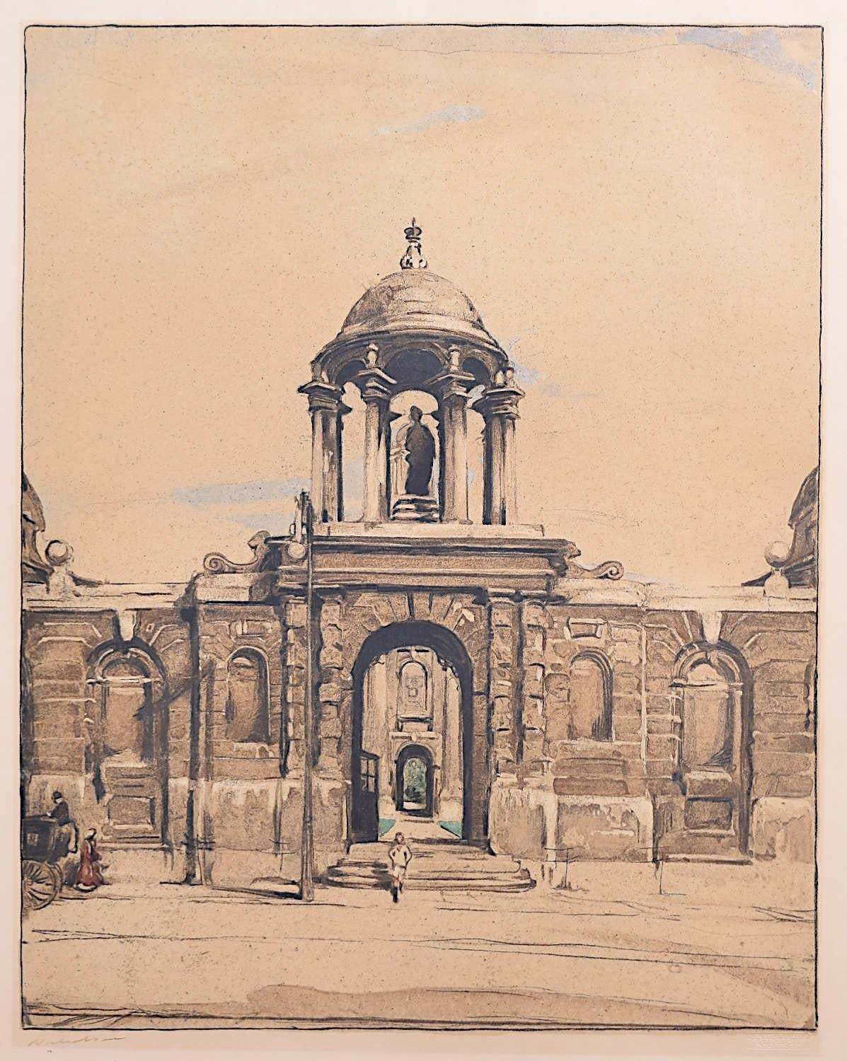Queen's College, Oxford, William Nicholson Lithograph 1905 Stafford Gallery 1905
