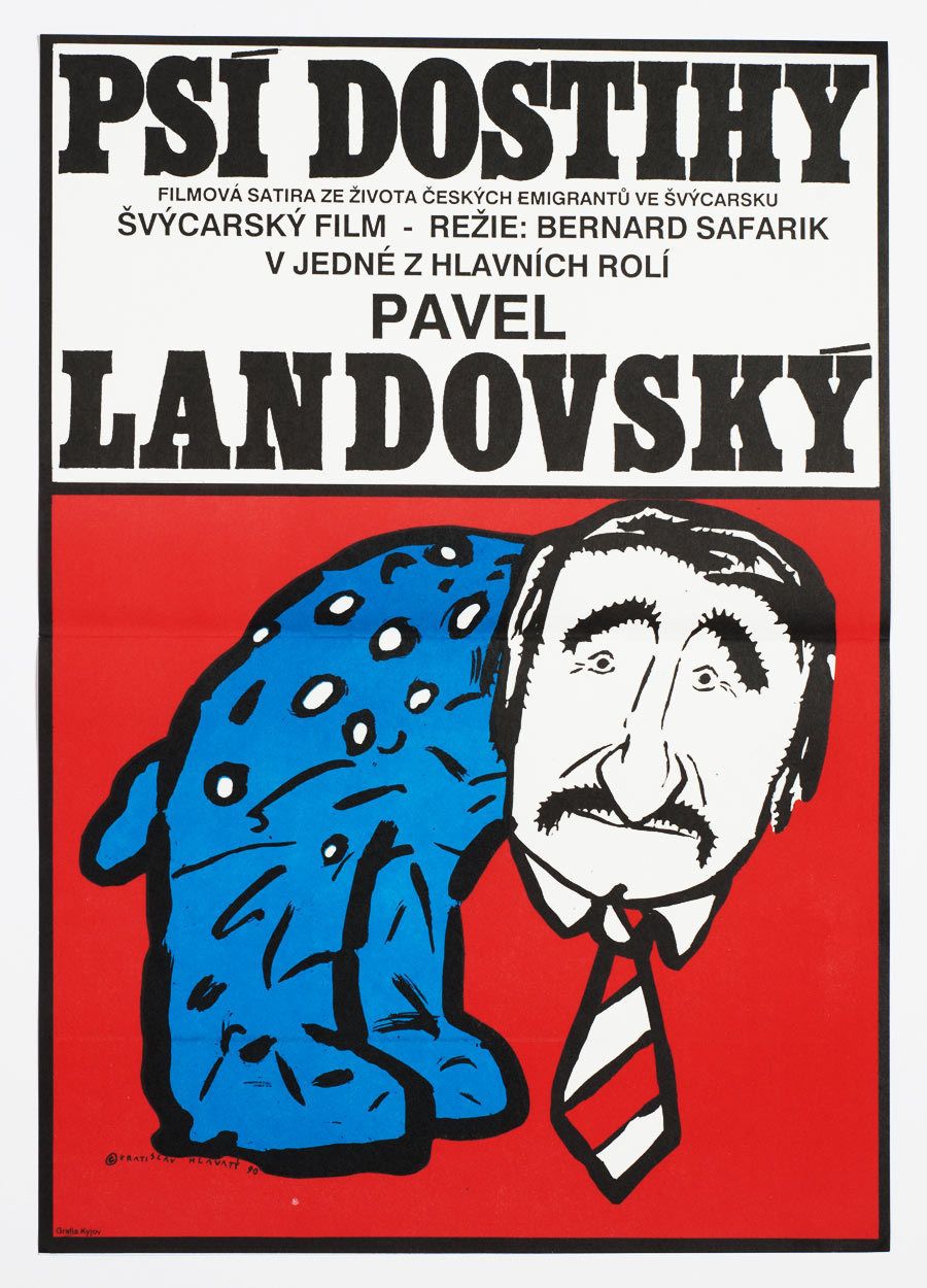 Original Film Poster, Dog Race, Vratislav Hlavatý, 1990, Genuine Czech Vintage Print