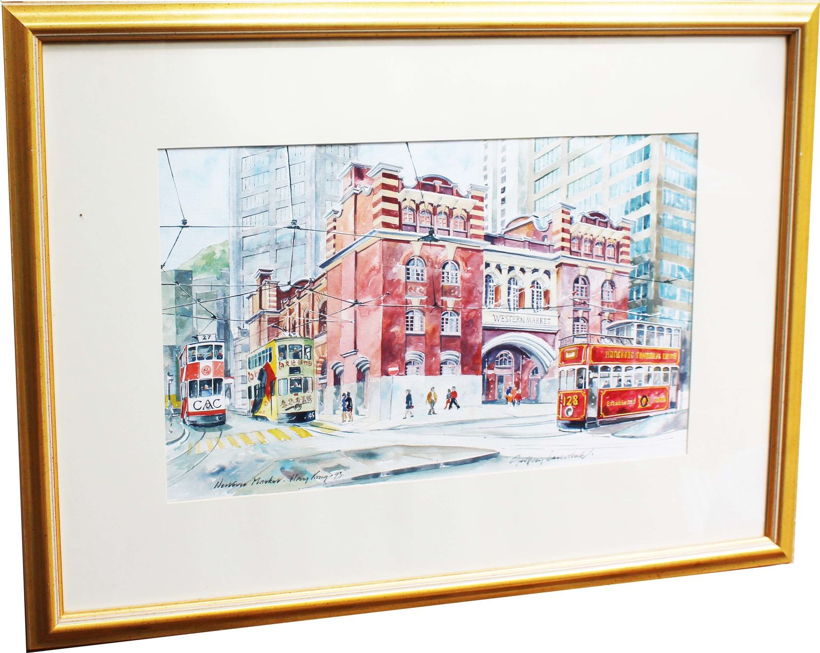 Vintage Watercolour Of The Western Market Hong Kong By Geoffrey Baverstock. photo furniture