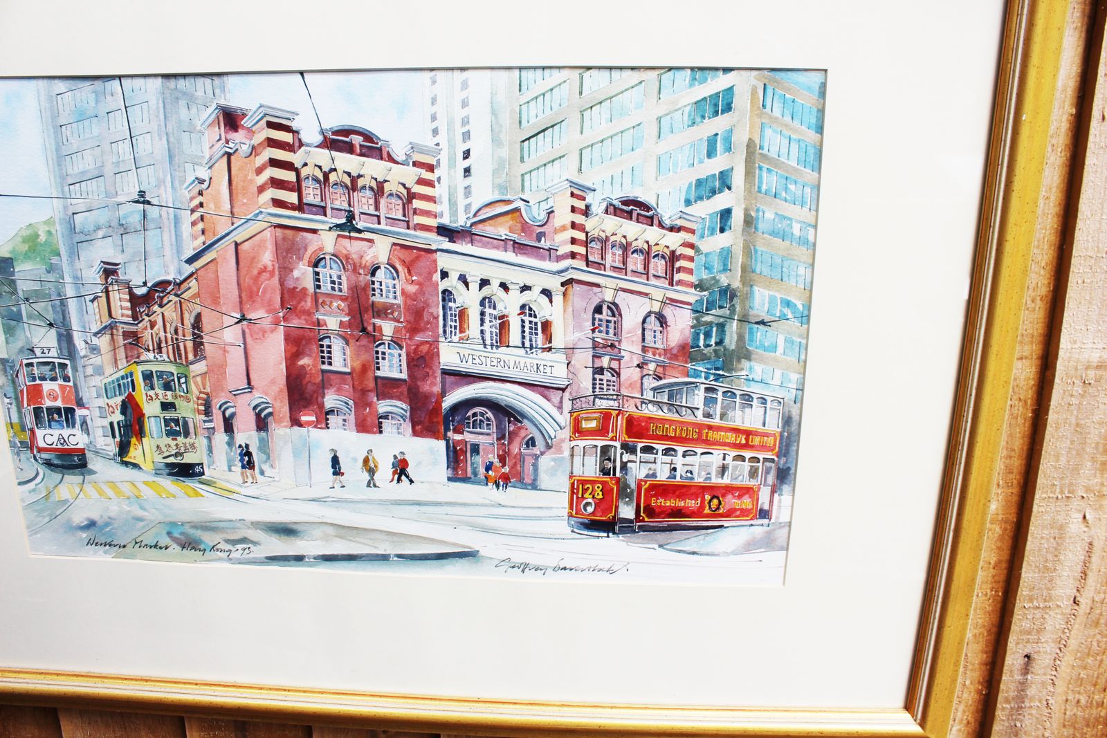 Vintage Watercolour Of The Western Market Hong Kong By Geoffrey Baverstock. photo for sale