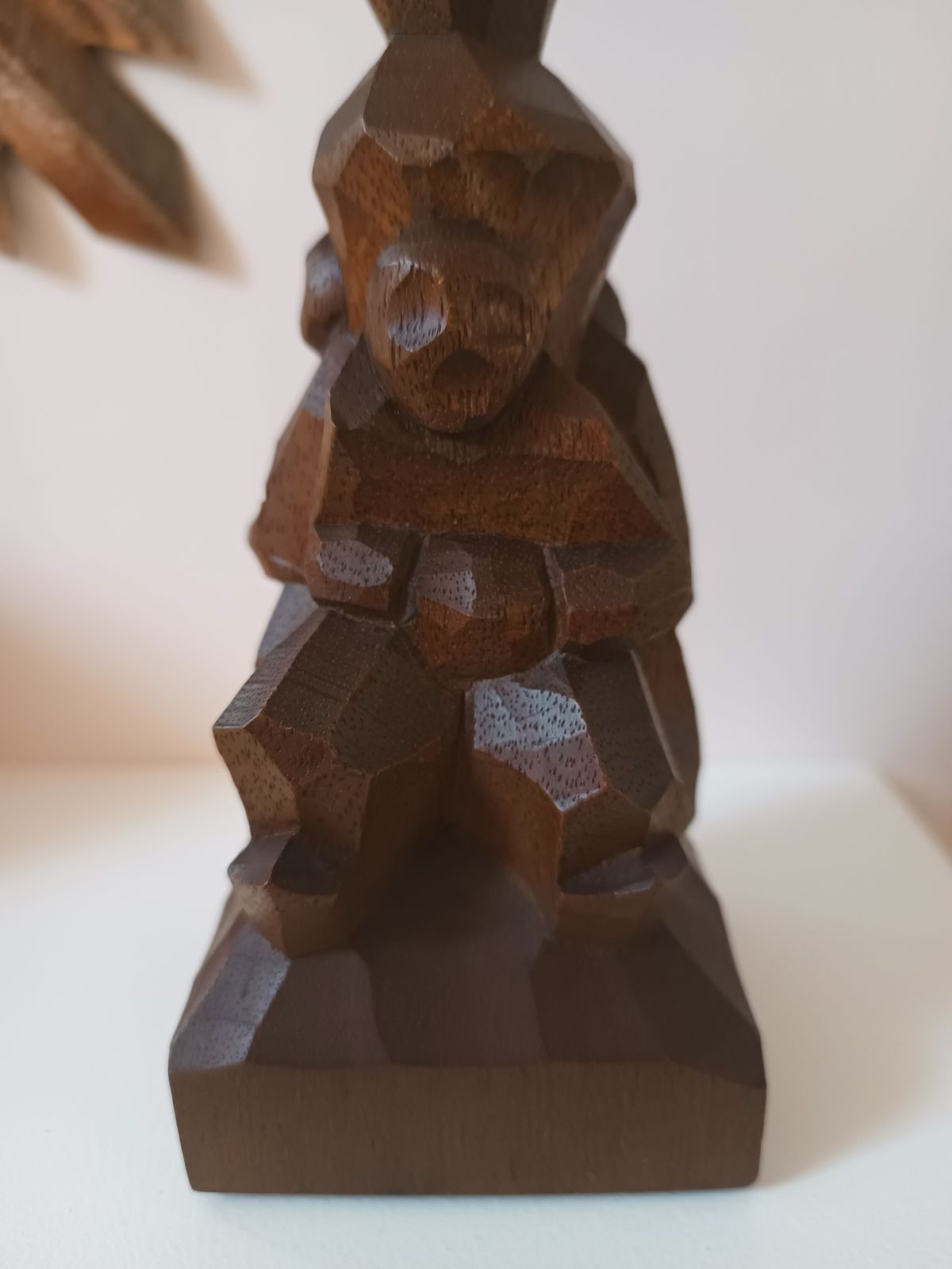 Anthroposophical Carved Wood Candlestick C1940s Steiner Dornach School Switzerland photo for sale