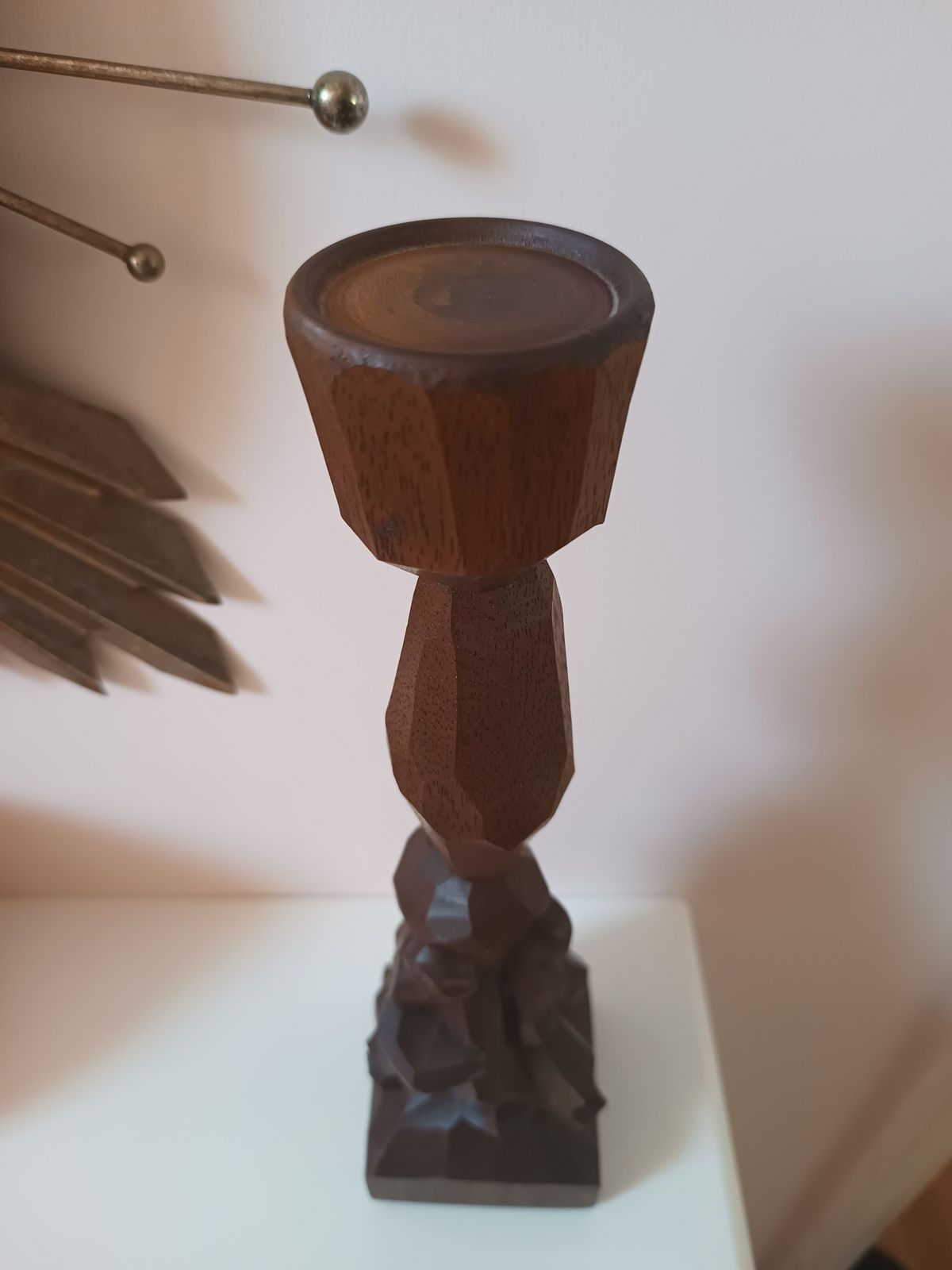 Anthroposophical Carved Wood Candlestick C1940s Steiner Dornach School Switzerland photo buy